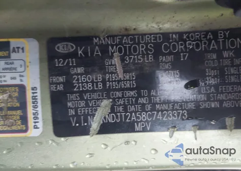 2012 Kia Soul z USA, uszkodzony, nr VIN KNDJT2A58C7423373